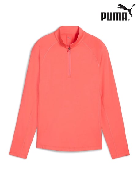 Puma Red Womens YOU-V Solid Quarter-Zip Golf Top (H11460) | £55