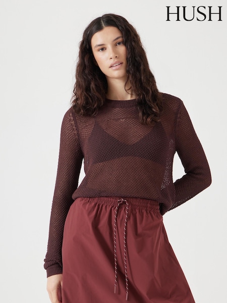 Hush Brown Interest Stitch Knitted Jumper (H11467) | £90