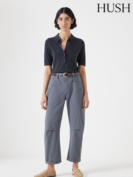 Hush Blue Cordi Barrel Leg Trousera (H11488) | £90