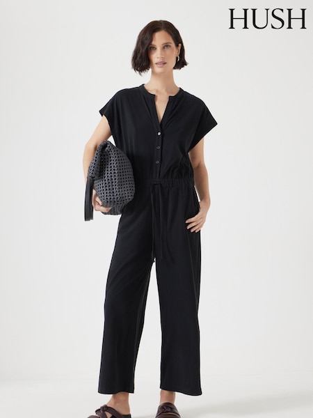 Hush Black Kendall Jersey 100% Cotton Jumpsuit (H11501) | £90