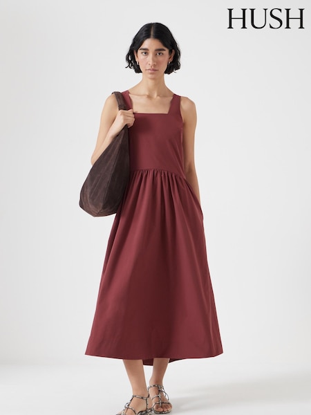 Hush Red Romi Sleeveless Midi Ballerina Dress (H11504) | £110