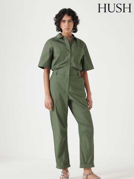 Hush Green Paper 100% Cotton Jumpsuit (H11521) | £130