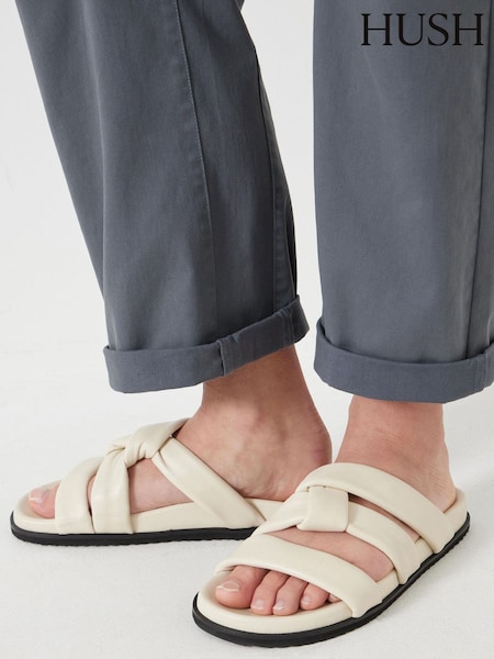 Hush Cream Leather Twist Footbed Sandals (H11538) | £100