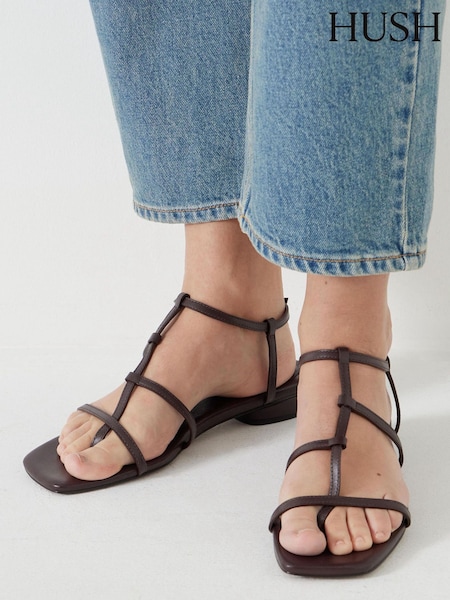 Hush Red Leather Strappy Low Heel Sandals (H11541) | £120