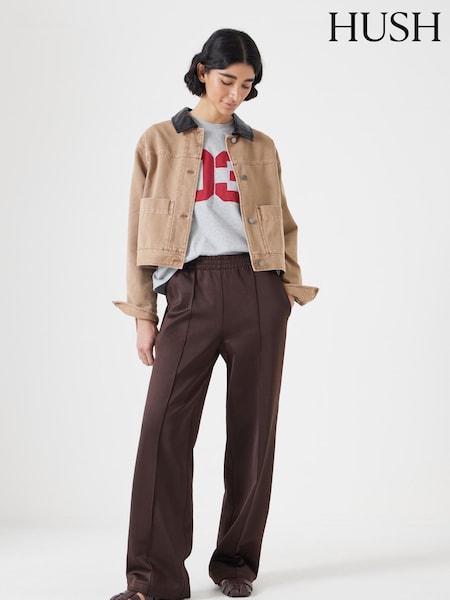 Hush Brown Harrison Pintuck Joggers (H11545) | £75