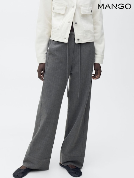 Mango Grey Chalk Stripe Straight Trousers (H11694) | £46