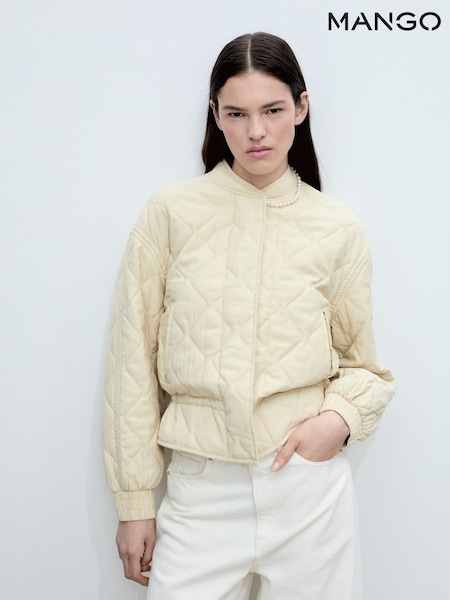 Mango Buttermilk Yellow Quilted Bomber Jacket (H11757) | £80