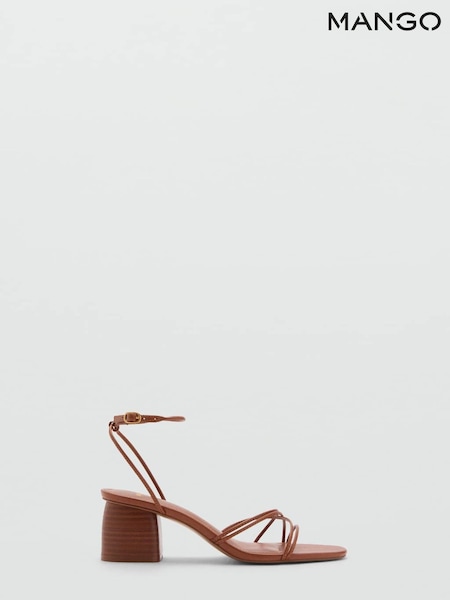 Mango Brown Strappy Block Heels (H11759) | £46