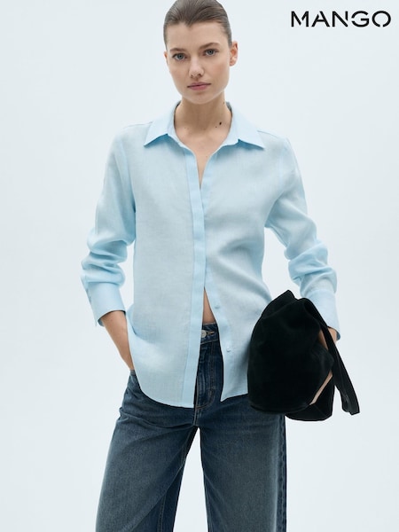 Mango Blue Linen Shirt (H11768) | £50