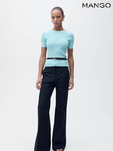 Mango Blue Short Sleeve Open Back Jumper (H11776) | £30