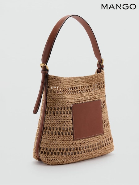 Mango Brown Raffia Shoulder Bag (H11806) | £50