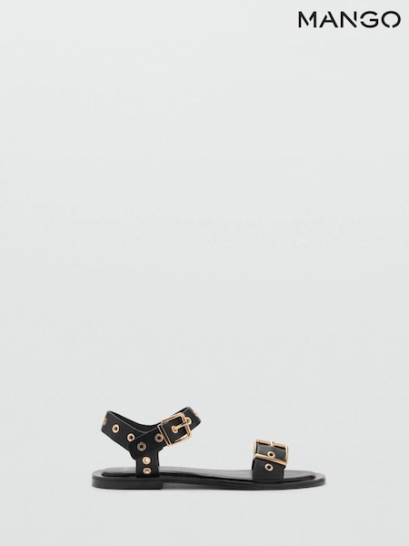 Mango Black Claudio Leather Sandals (H11812) | £46