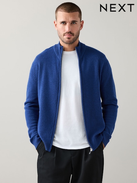 Cobalt Blue Regular Fit 100% Merino Wool Mid Weight Quarter Zip Neck Jumper (H11885) | £62