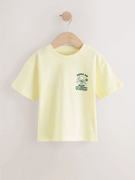 Yellow Egg-Cellent 100% Cotton Short Sleeve Back Print T-Shirt (3mths-7yrs) (H11900) | £6 - £8