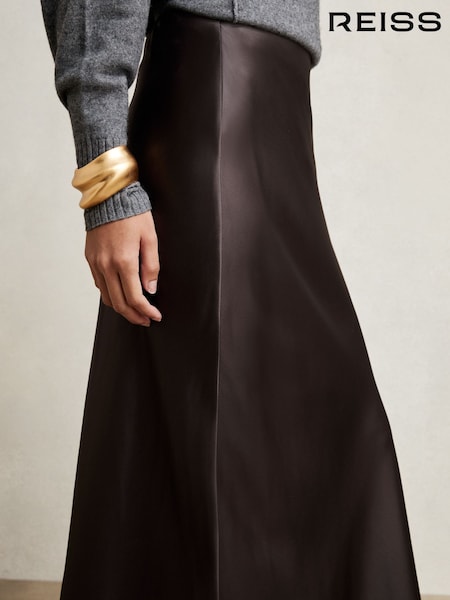Reiss Mauve Saskia Silk Slip Maxi Skirt (H11919) | £198