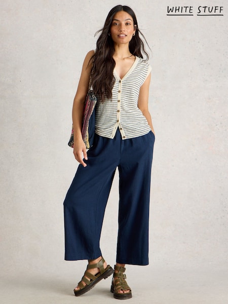 White Stuff Blue Naria Stripe Linen Blend Tank (H12037) | £49
