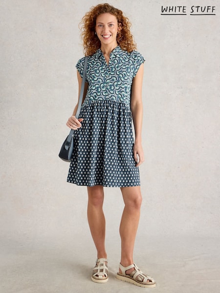 White Stuff Blue Everly Jersey Shirt Dress (H12055) | £59