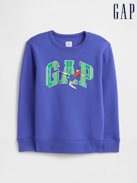 Gap Blue Football Logo Graphic Sweat Top (H12088) | £18