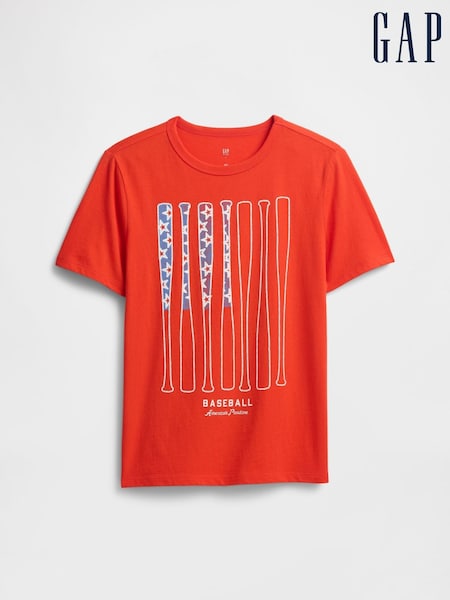 Gap Red Baseball Graphic Short Sleeve T-Shirt (4-13yrs) (H12092) | £10