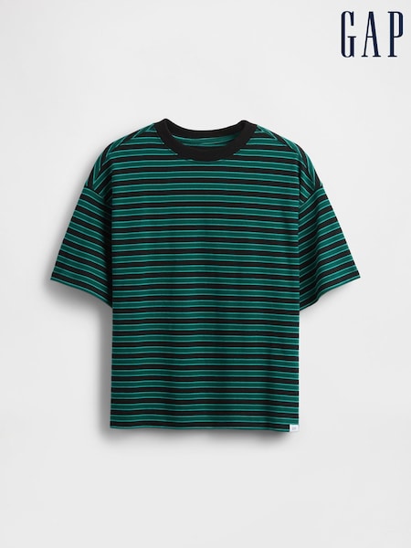 Gap Green/Black Stripe Heavyweight Short Sleeve T-Shirt (4-13yrs) (H12099) | £20