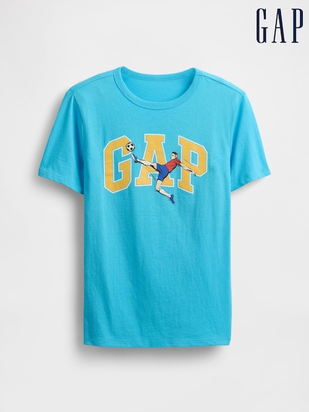 Gap Light Blue Graphic Short Sleeve Crew Neck T-Shirt (H12100) | £10