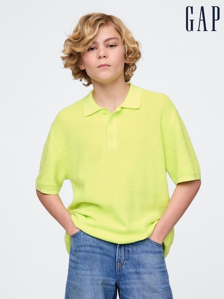 Gap Yellow Relaxed Knit Polo Shirt (4-12yrs) (H12101) | £25