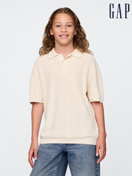 Gap Beige Relaxed Knit Polo Shirt (4-12yrs) (H12108) | £25