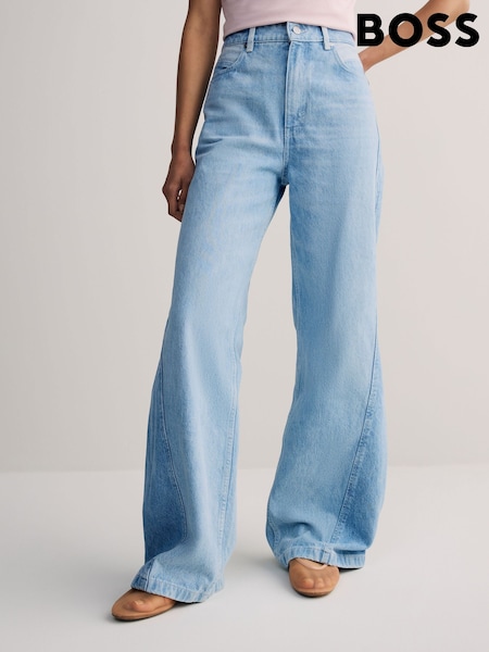 BOSS Blue Panelled Barrel Leg Denim Jeans (H12138) | £179