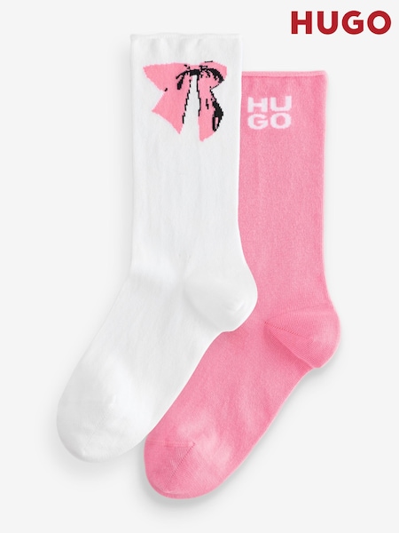 HUGO Pink Bow Crew Socks 2 Pack (H12142) | £16
