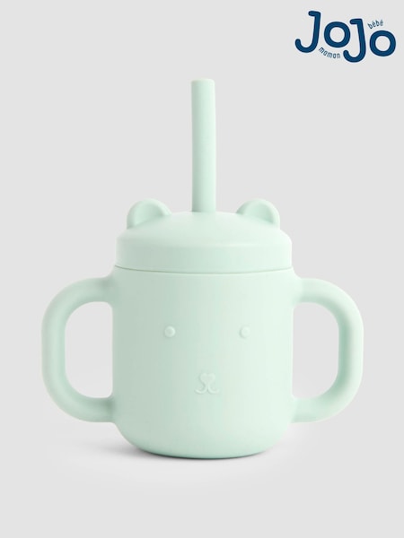 JoJo Maman Bébé Green Bear Silicone Sippy Cup with Straw (H12170) | £13