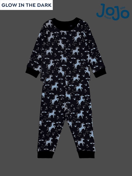 JoJo Maman Bébé Purple Unicorn Print Glow In The Dark Jersey Pyjamas (H12173) | £22