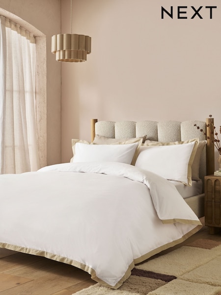 Natural Cotton Rich Duvet Cover and Pillowcase Set (H12213) | £25 - £55