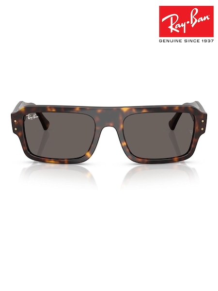Ray Ban Lukas Rectangle Brown Sunglasses (H12258) | £155