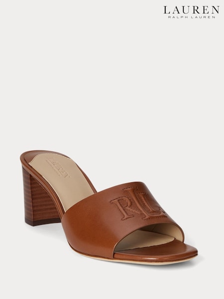 Lauren Ralph Lauren Everley Logo Leather Heel Sandals (H12320) | £159