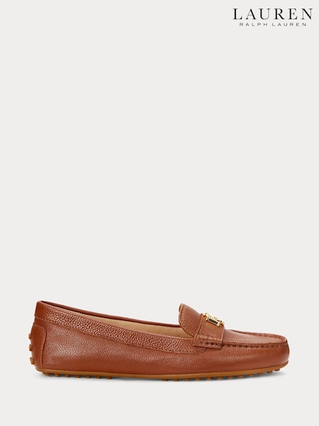 Lauren Ralph Lauren Barnsbury Leather Logo Brown Loafers (H12334) | £139