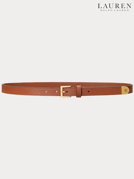 Lauren Ralph Lauren Cap LRL Logo Skinny Leather Belt (H12337) | £89