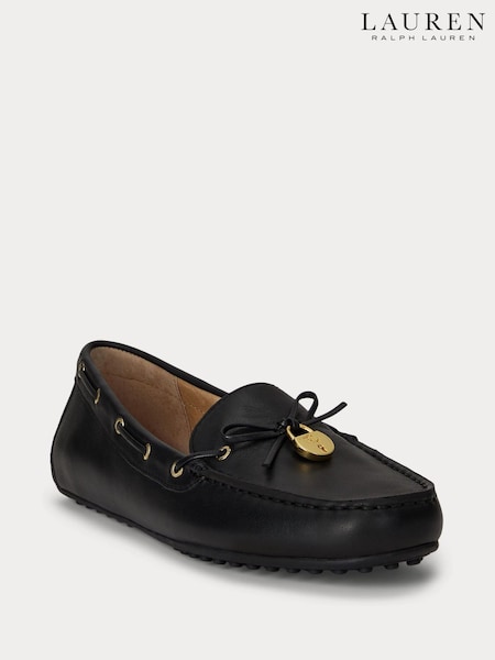 Lauren Ralph Lauren Wylie Leather Boat Black Shoe Loafers (H12351) | £149
