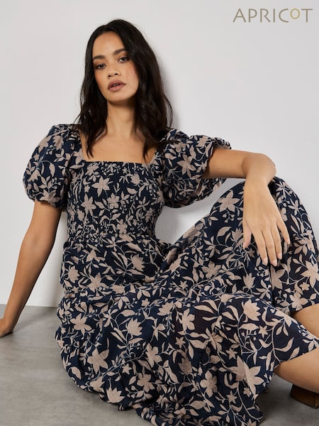 Apricot Blue Silhouette Starflower Midi Dress (H12387) | £60