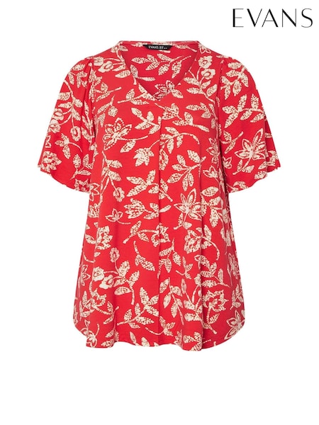 Evans Angel Sleeve Pleated Top (H12490) | £29