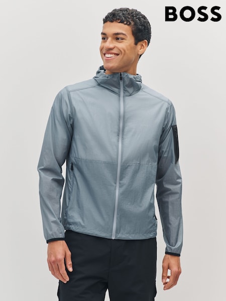 BOSS Grey Airynix Hooded Arm Patch Jacket (H12537) | £199