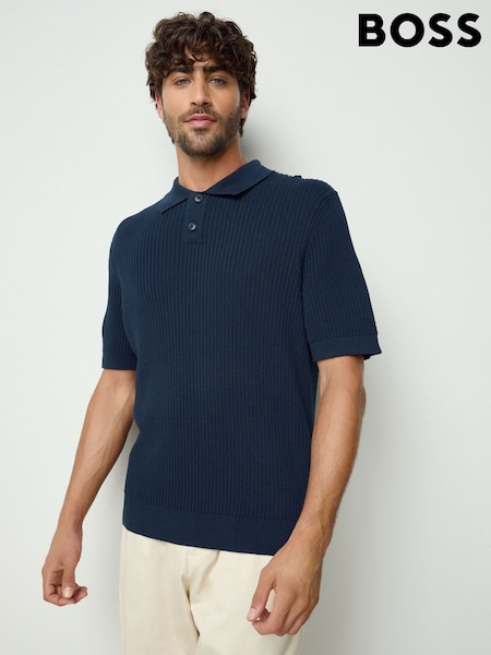 BOSS Blue Akoppo Knitted Polo Shirt (H12538) | £129