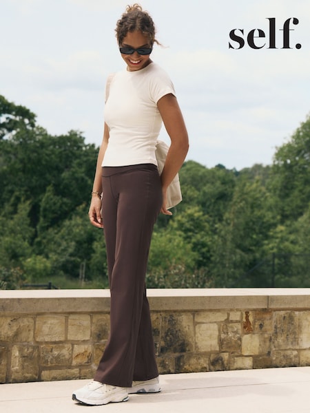 self. Chocolate Rib Wide Leggings (H12621) | £28