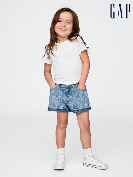 Gap Blue Floral Denim Ruffle Stride Shorts (6mths-5yrs) (H12632) | £20