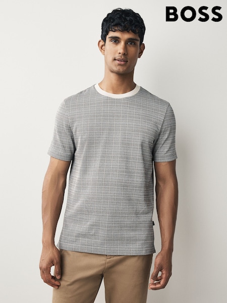 BOSS Grey Taut Check T-Shirt (H12664) | £119