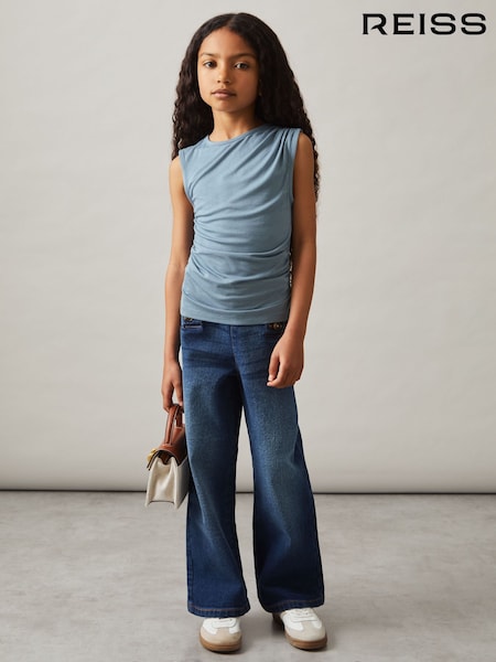 Reiss Blue Jasmine Ruched Jersey Vest (H12675) | £20
