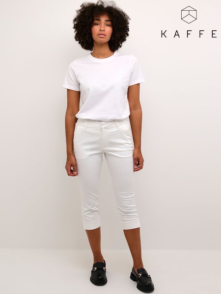 Kaffe KAlea Slim Fit Cropped Capri White Trousers (H12702) | £65