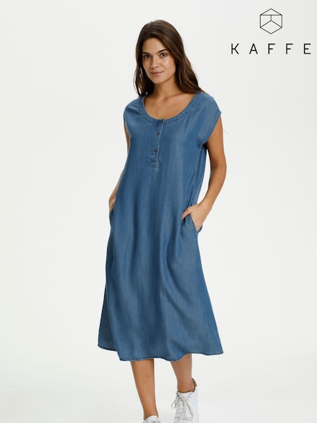 Kaffe Blue BPelina Short Sleeve Denim Midi Dress (H12707) | £80