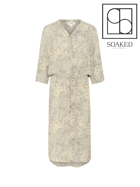 Soaked in Luxury Grey SLZaya Long Sleeve V-Neck Maxi Dress (H12727) | £70