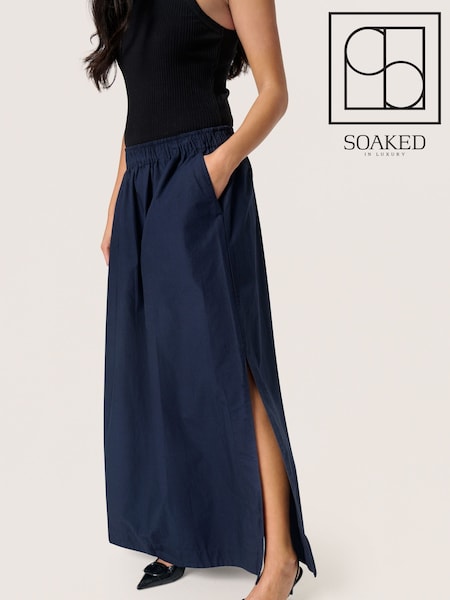 Soaked in Luxury Blue Maja 100% Cotton Maxi Skirt (H12740) | £75