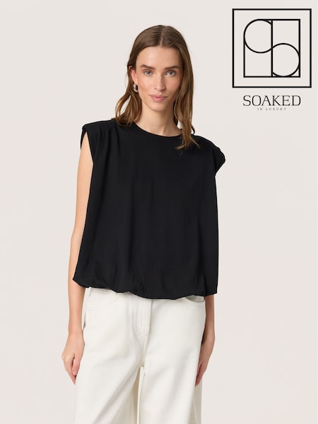 Soaked in Luxury SLJina Balloon 100% Cotton Black Tank Top (H12742) | £50
